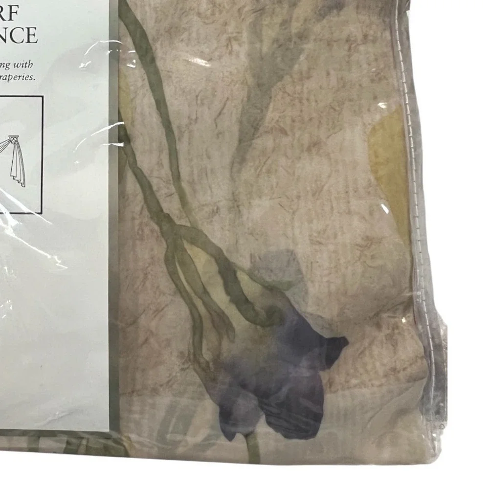 Lot of 4 Croscill La Jolla Sheer Scarf Valance Beige Floral 60x216 Window Swag